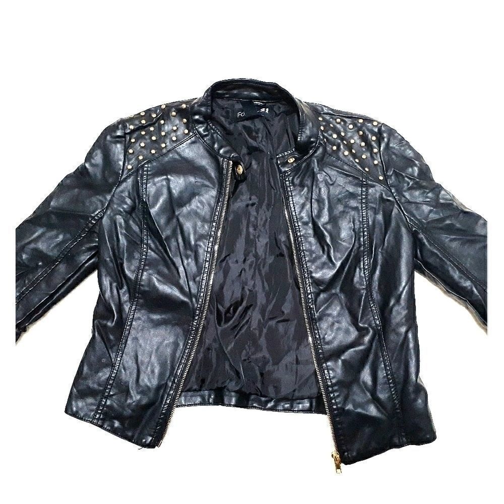 Forever 21 Black Faux Leather Studded Jacket